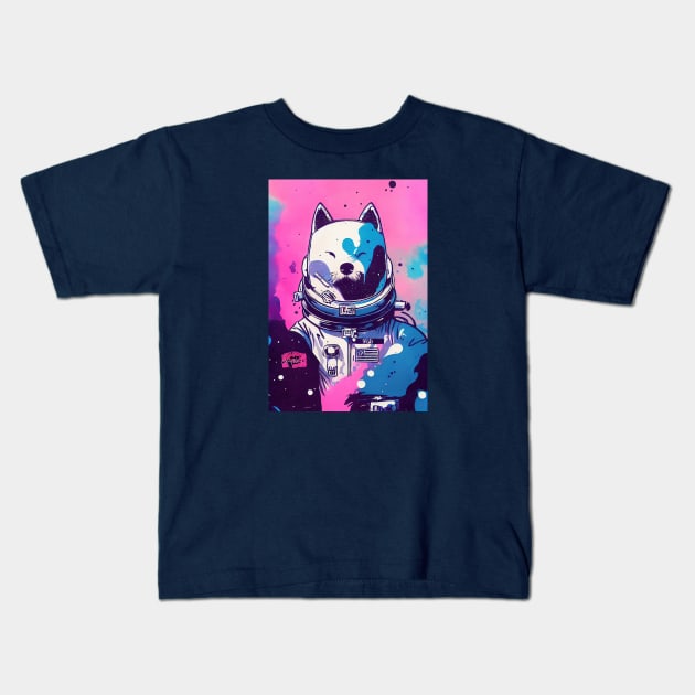 Astronaut kita inu portrait Kids T-Shirt by etherElric